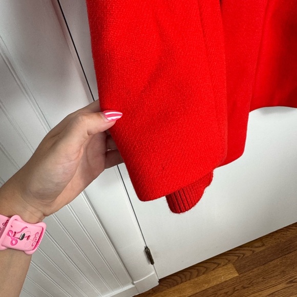 J CREW LODGE COAT IN ITALIAN STADIUM CLOTH WOOL Orange Red Size 14 - Picture 2 of 13